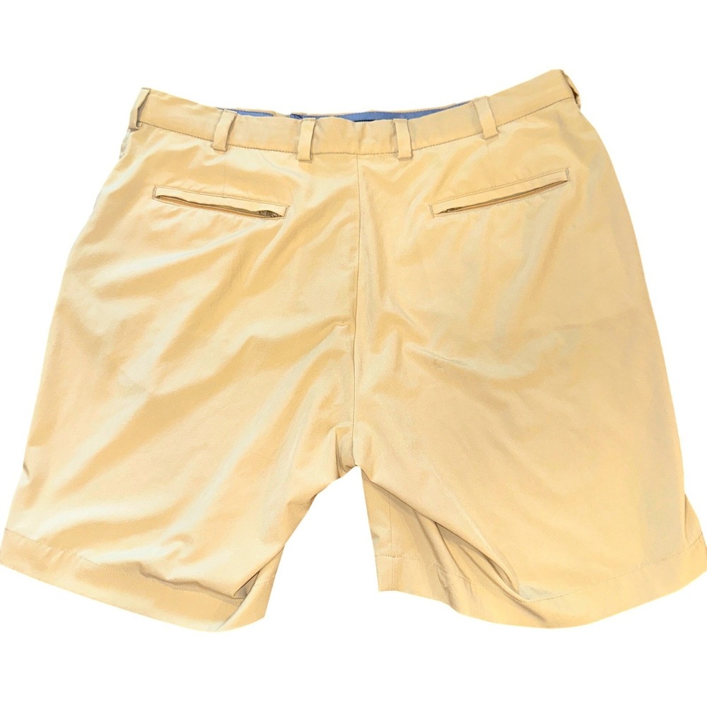 Brooks Brothers Mens 38 Tan Khaki Flat Front Stretch Performance Golf Shorts - Picture 2 of 5